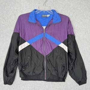 Vintage Y2K Champs Style Mens Windbreaker Jacket Nylon Colorblock Lined Size L